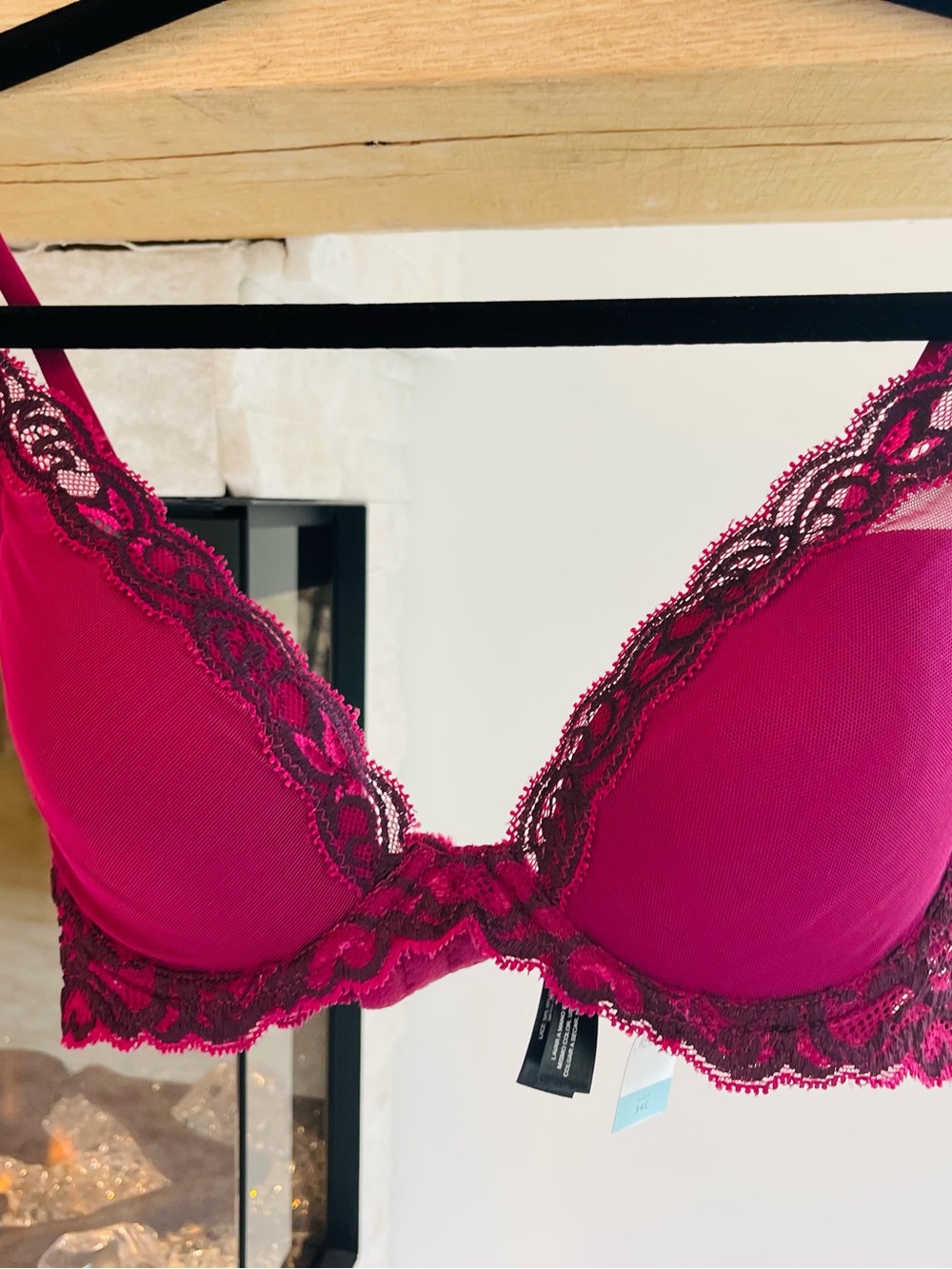 Natori’s Feather Lace-Trim Color: Port / Sumac Bra